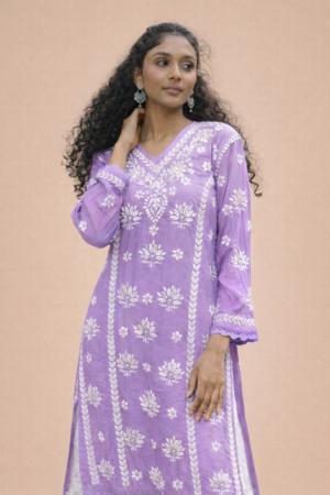 CHANDERI SILK 7D WORK LONG KURTA