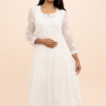 A-line Georgette white kurta