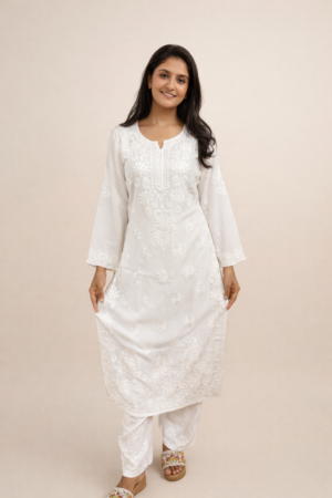 White rayon cotton pair